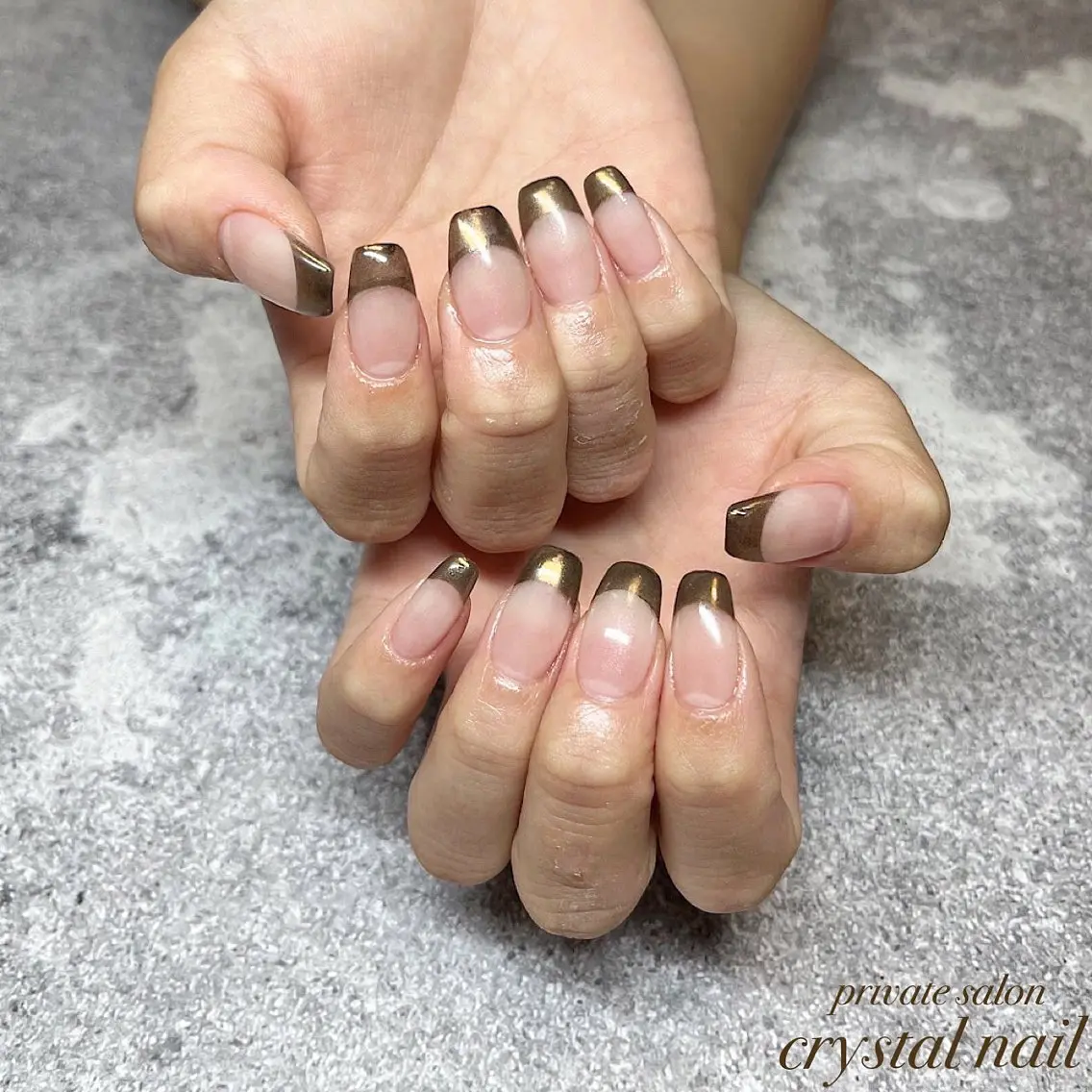 ネイル フレンチネイル ミラーネイル ハンドネイル Crystal Nailのネイルデザイン