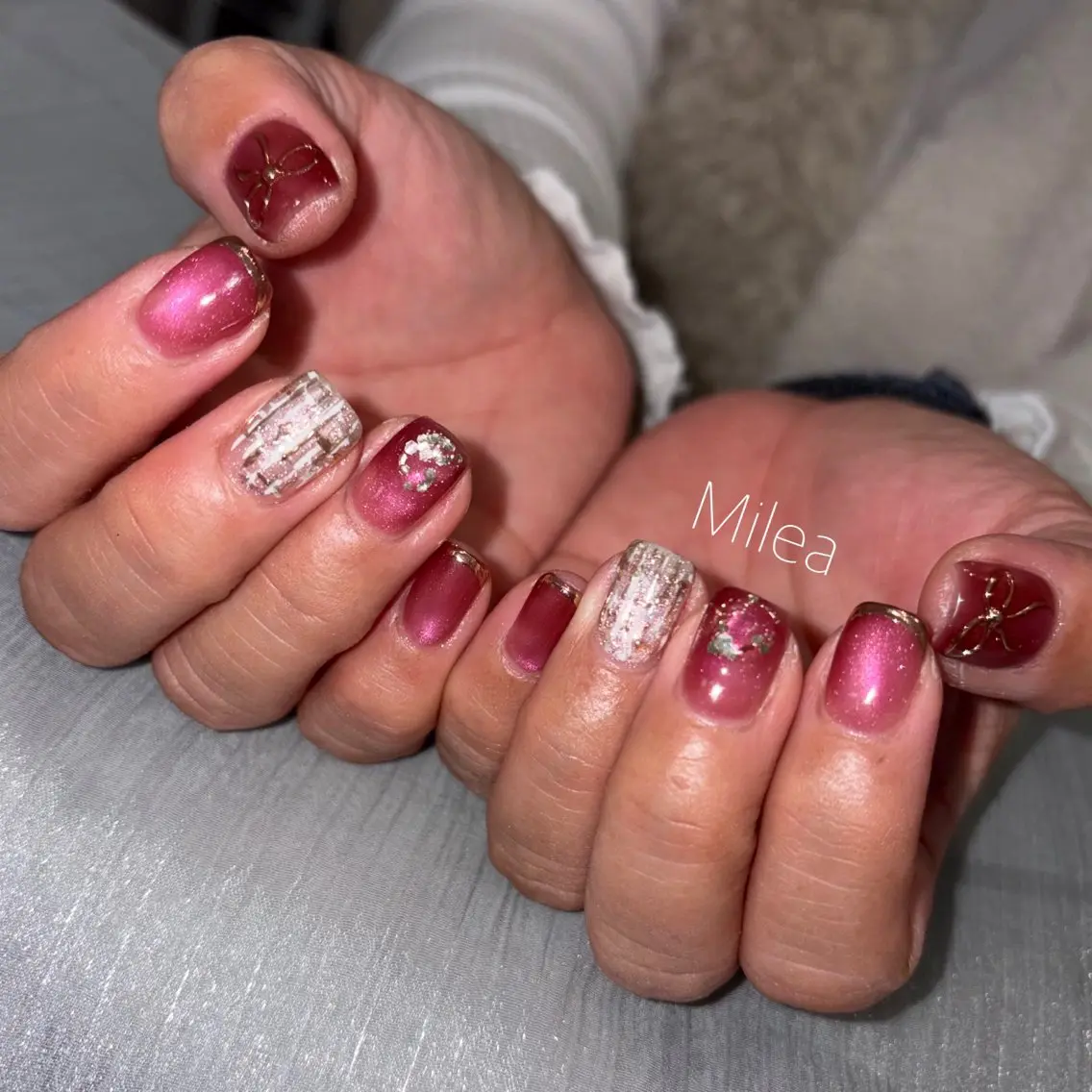 ネイル ハンドネイル Milea🩵 Sayaka🪩のネイルデザイン