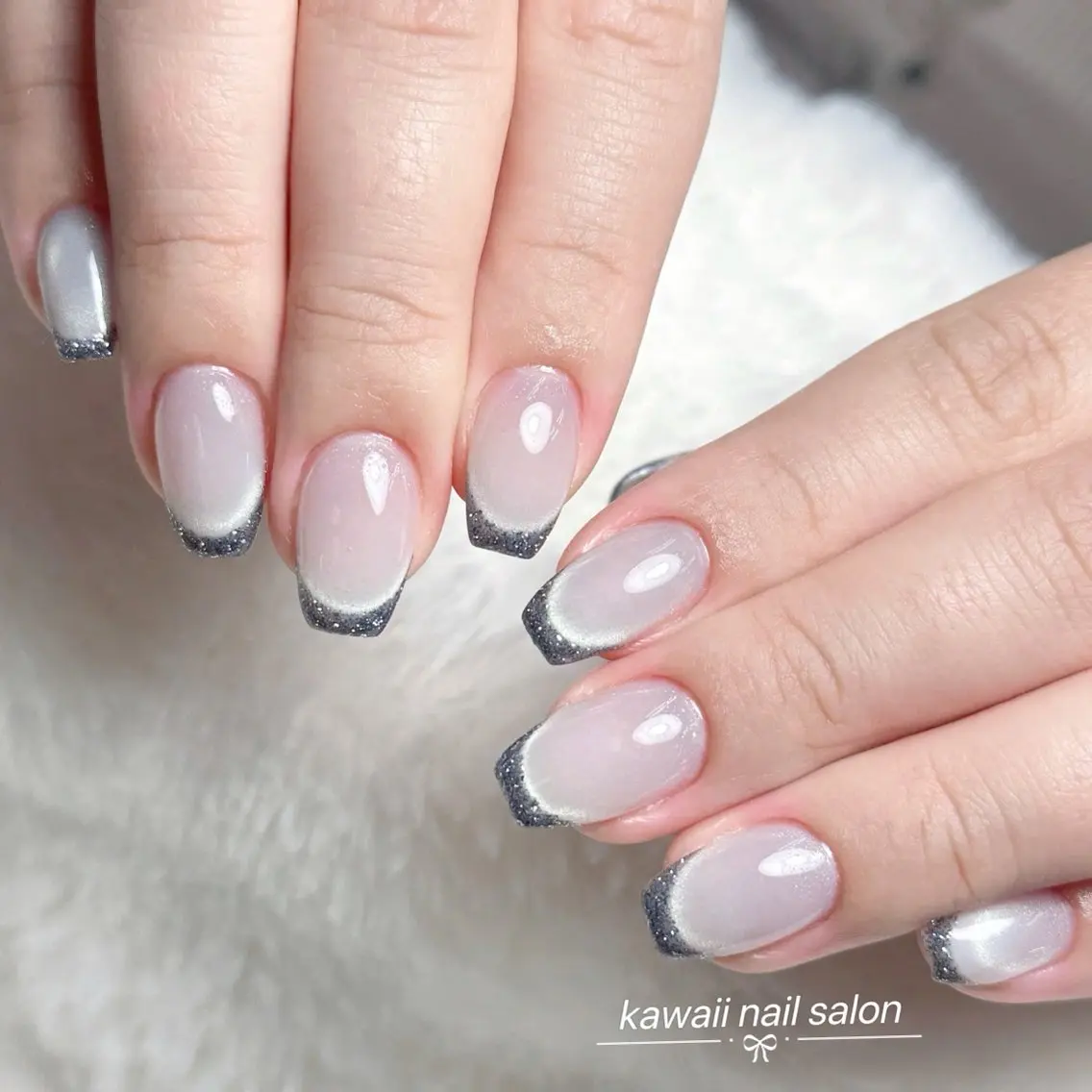 ネイル チークネイル ドット フレンチネイル 韓国ネイル レース Kawaii _Nailのネイルデザイン