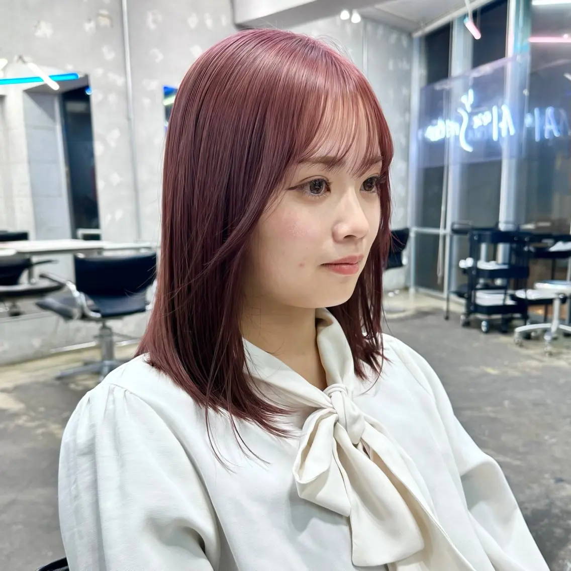 セミロング カラー ヘアアレンジ 🎀モテ暖色× エクステ🎀あかりのヘアスタイル