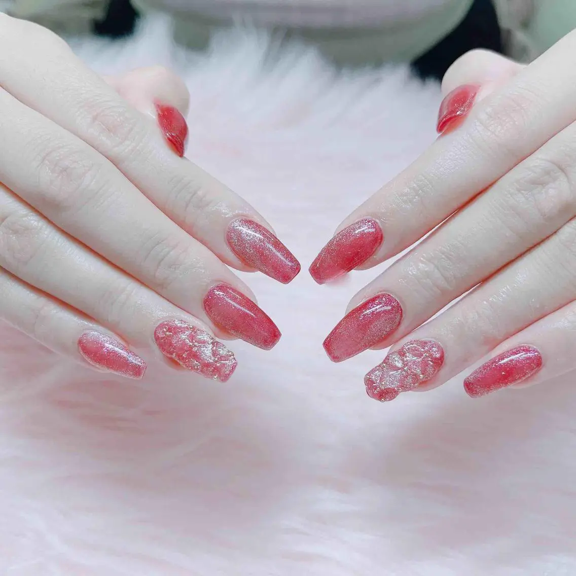 ネイル キラキラネイル マグネットネイル ワンカラーネイル スカルプネイル ハンドネイル MoonNail ユリ🌸のネイルデザイン