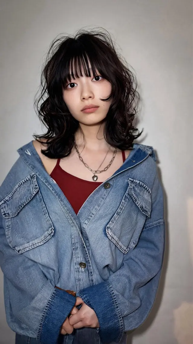 ミディアム パーマ 平 一裕のヘアスタイル