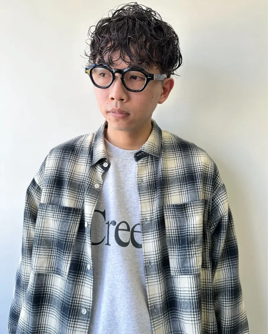 ショート パーマ メンズ メンズパーマ カット パーマ 似合わせカット ケアパーマ喜来雅由のヘアスタイル