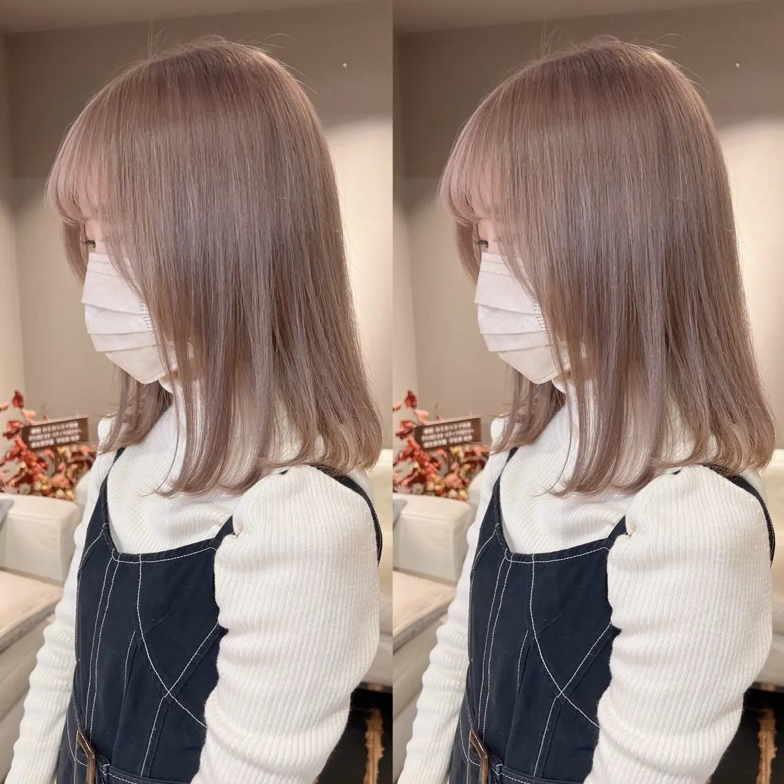 ミディアム カラー ベージュカラー ミルクティーベージュ レイヤーカット/ボブ ウルフ/縮毛矯正🪄のヘアスタイル