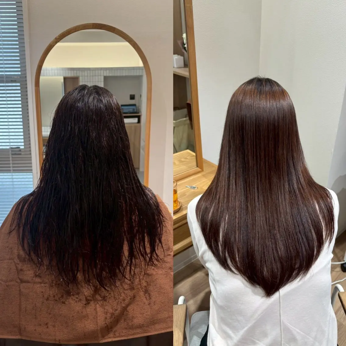 ロング くせ毛 カット 縮毛矯正 トリートメント RINNO🌷透明感 カラー/髪質改善のヘアスタイル