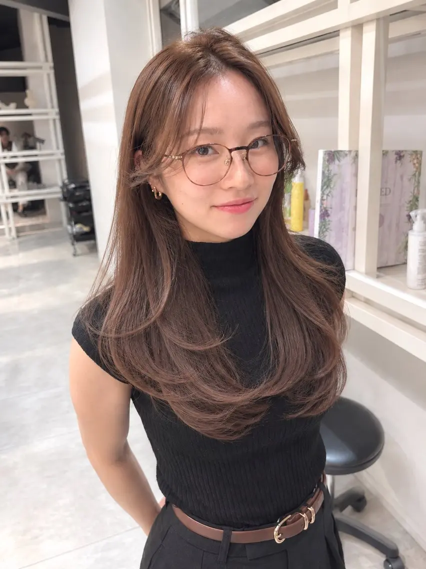 ロング カット ヘアカラー トリートメント 恵比寿結べるレイヤー 地毛風カラー大場のヘアスタイル