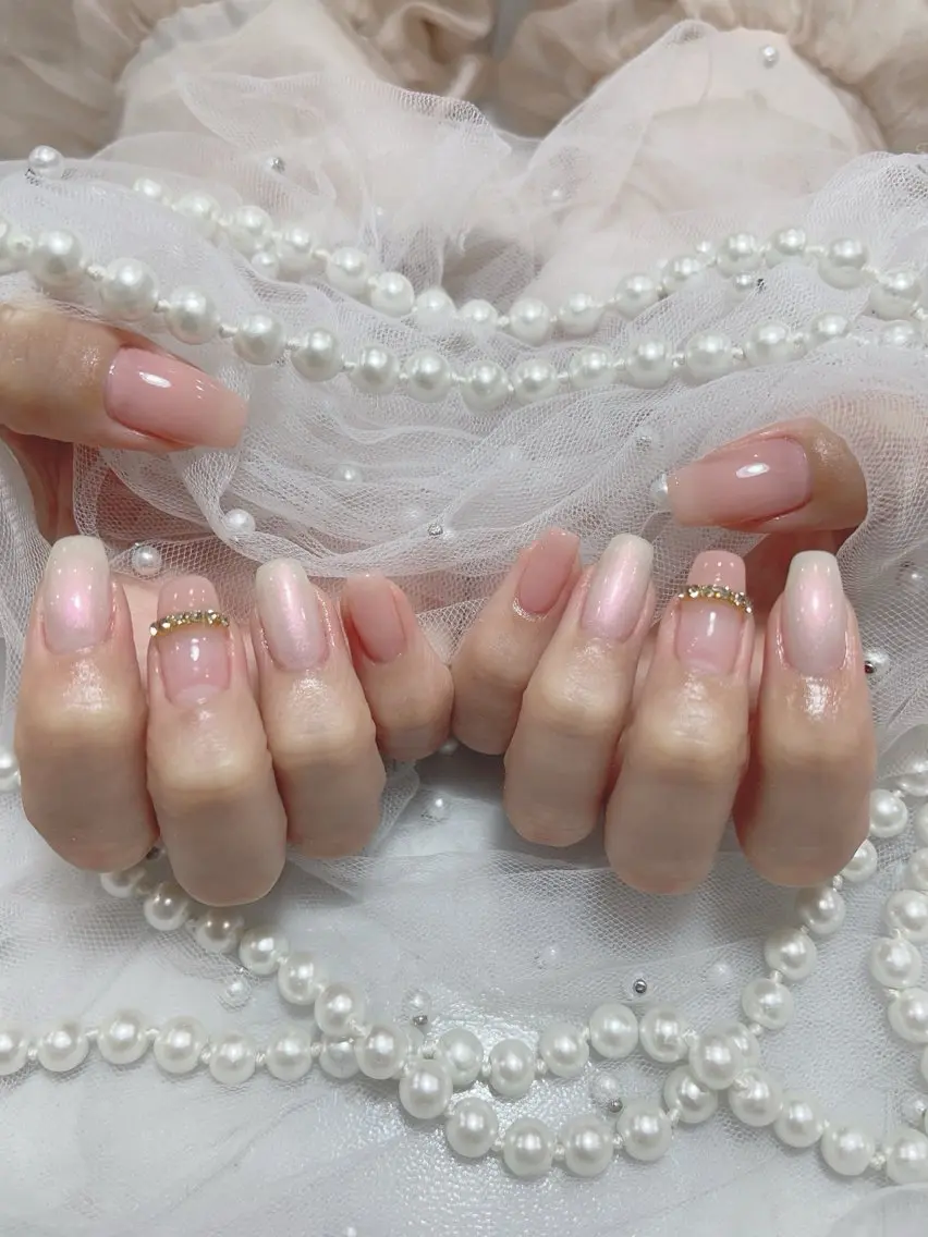 ネイル アートネイル フラッシュネイル フレンチネイル ガラスフレンチ グラデーション M2beauty Renaのネイルデザイン