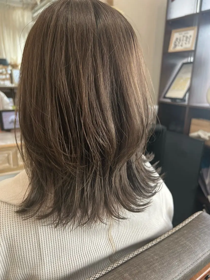 セミロング カラー ヘアカラー トリートメント hair works raptureのヘアスタイル