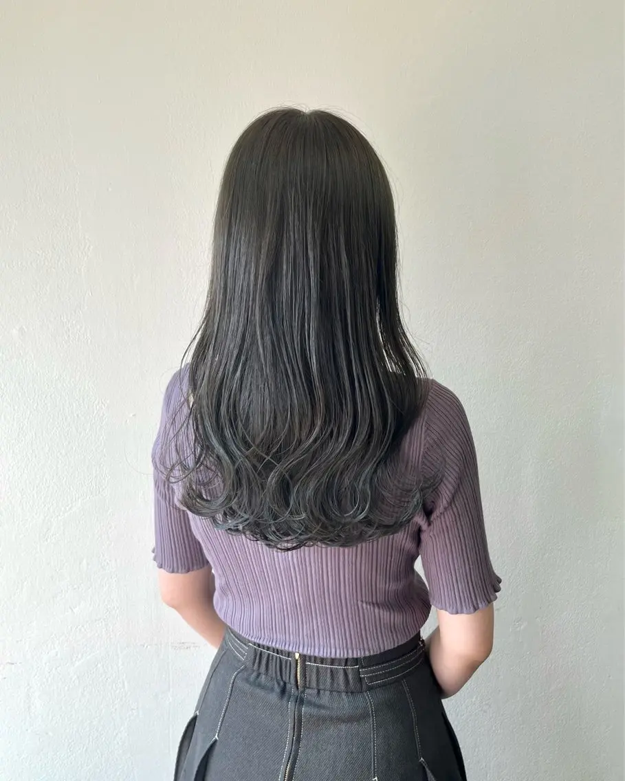 ロング カラー カット ヘアカラー 暗髪とオリーブ🌿 渡辺拓人のヘアスタイル