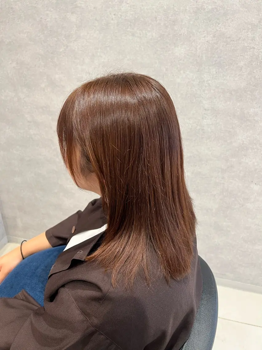 セミロング カラー ブリーチ ブラウンカラー 透明感カラー ダブルカラー ヘアカラー トリートメント 🍑とたに ももか🍑のヘアスタイル