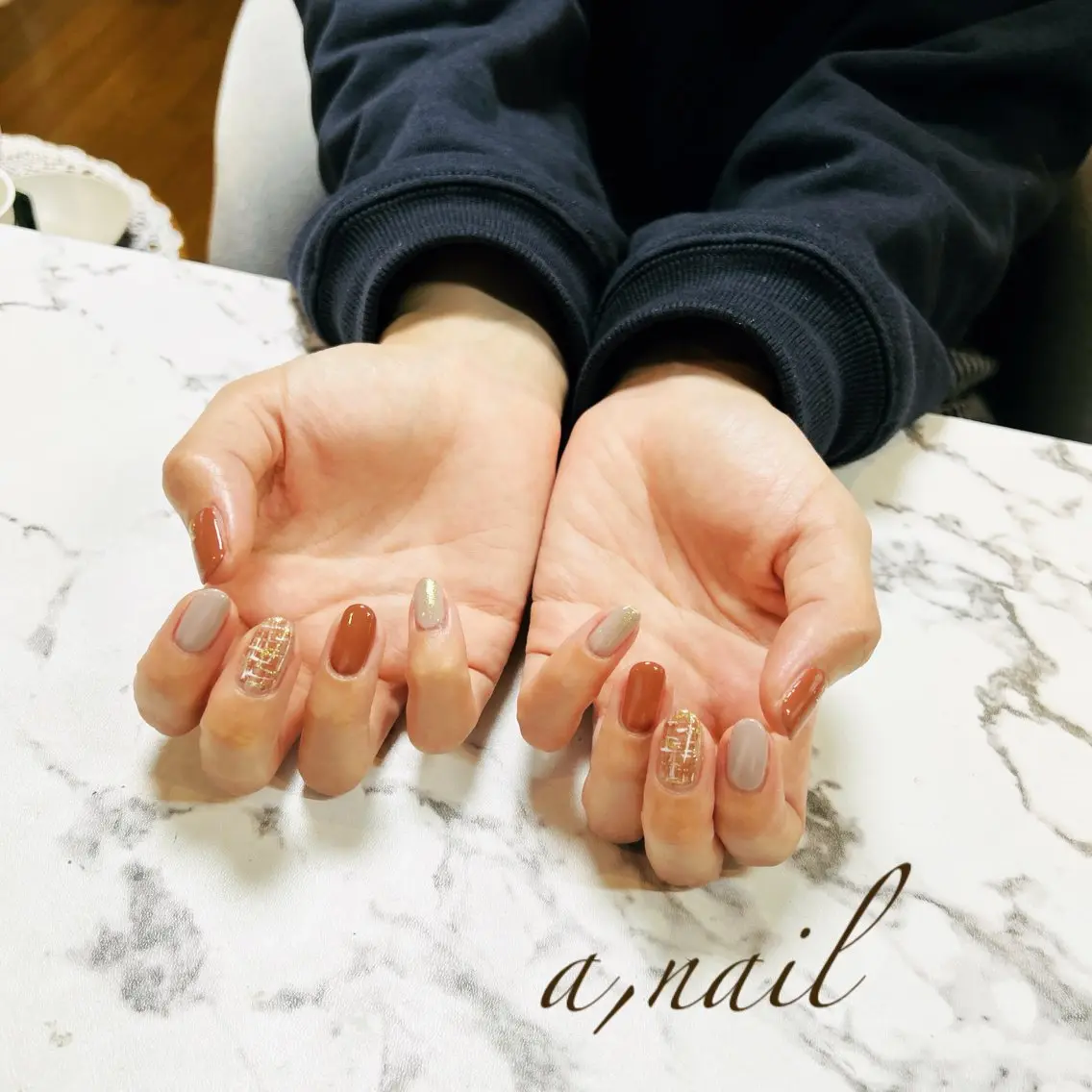 ネイル キラキラネイル シンプルネイル ツイードネイル 冬ネイル ハンドネイル ネイルサロン エーネイルのネイルデザイン