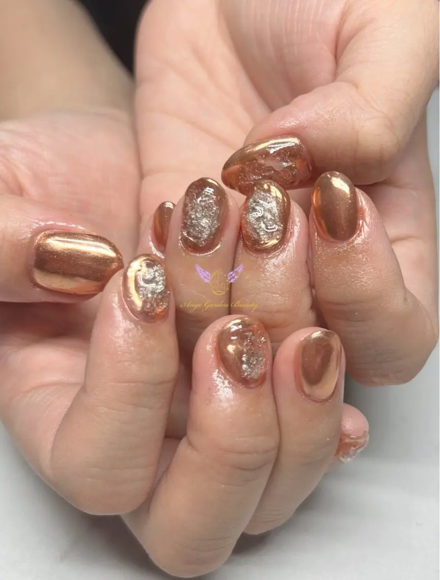 ネイル ミラーネイル ニュアンスネイル ハンドネイル AngeGarden Beautymihoのネイルデザイン
