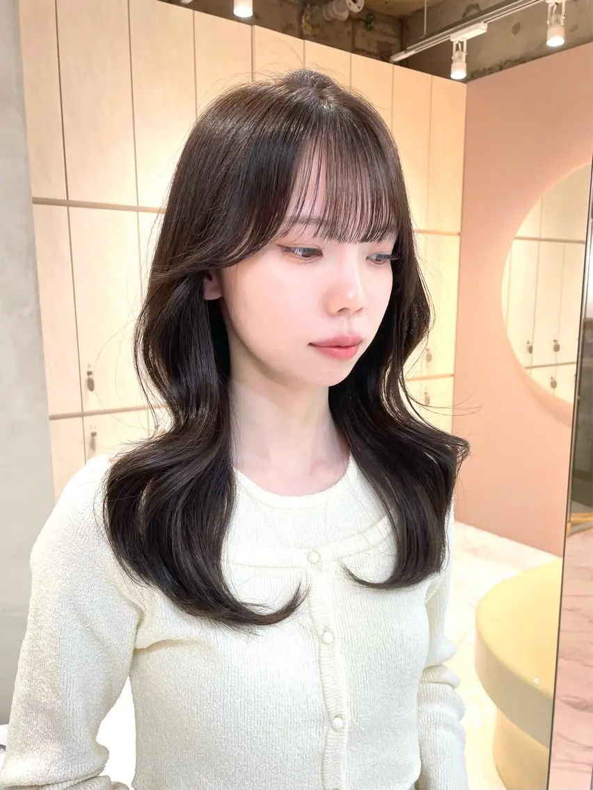 セミロング カラー 縮毛矯正ブリーチなし 🍒❤ゆうきのヘアスタイル