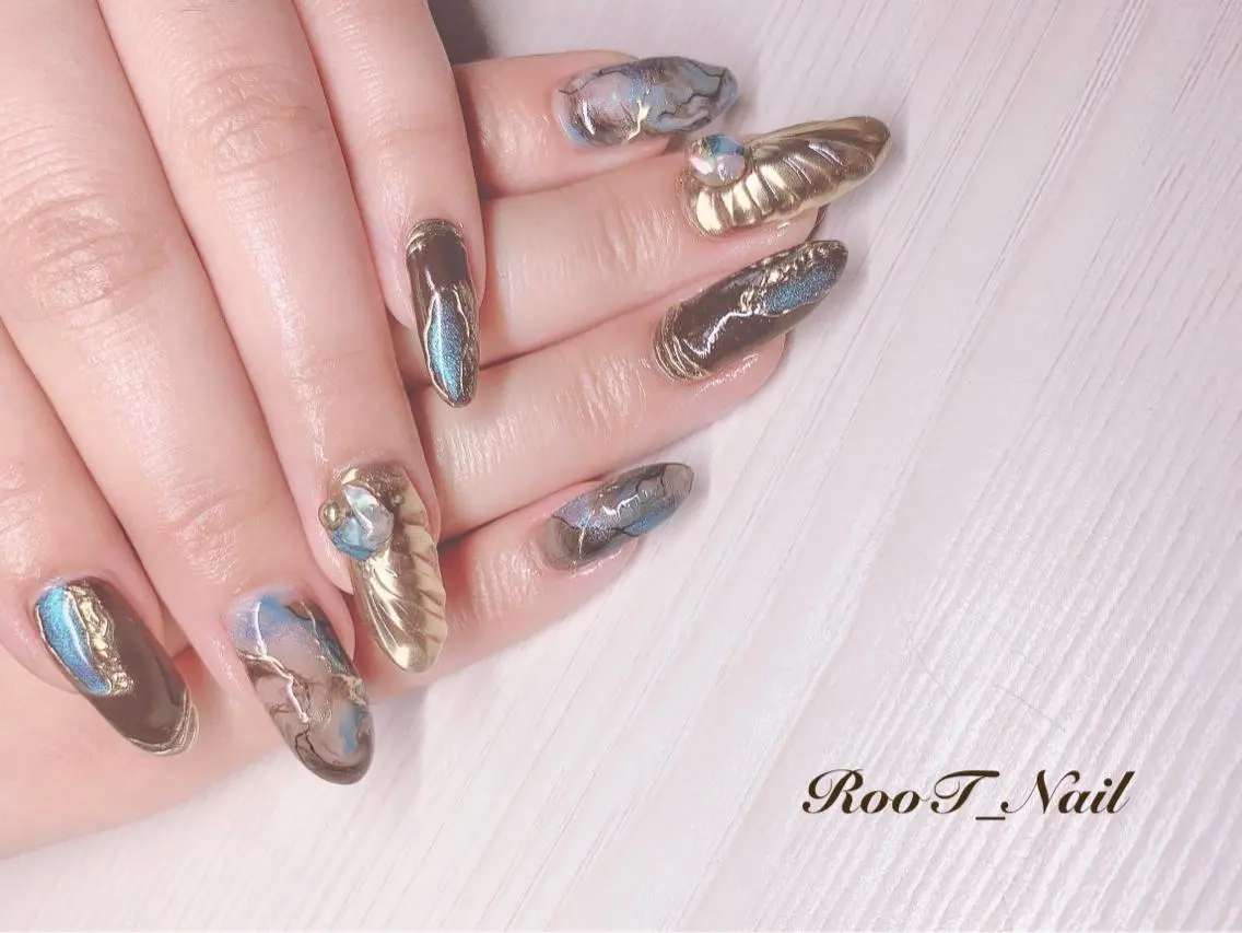 メンズ ネイル マグネットネイル ミラーネイル ハンドネイル RooT Nailのネイルデザイン