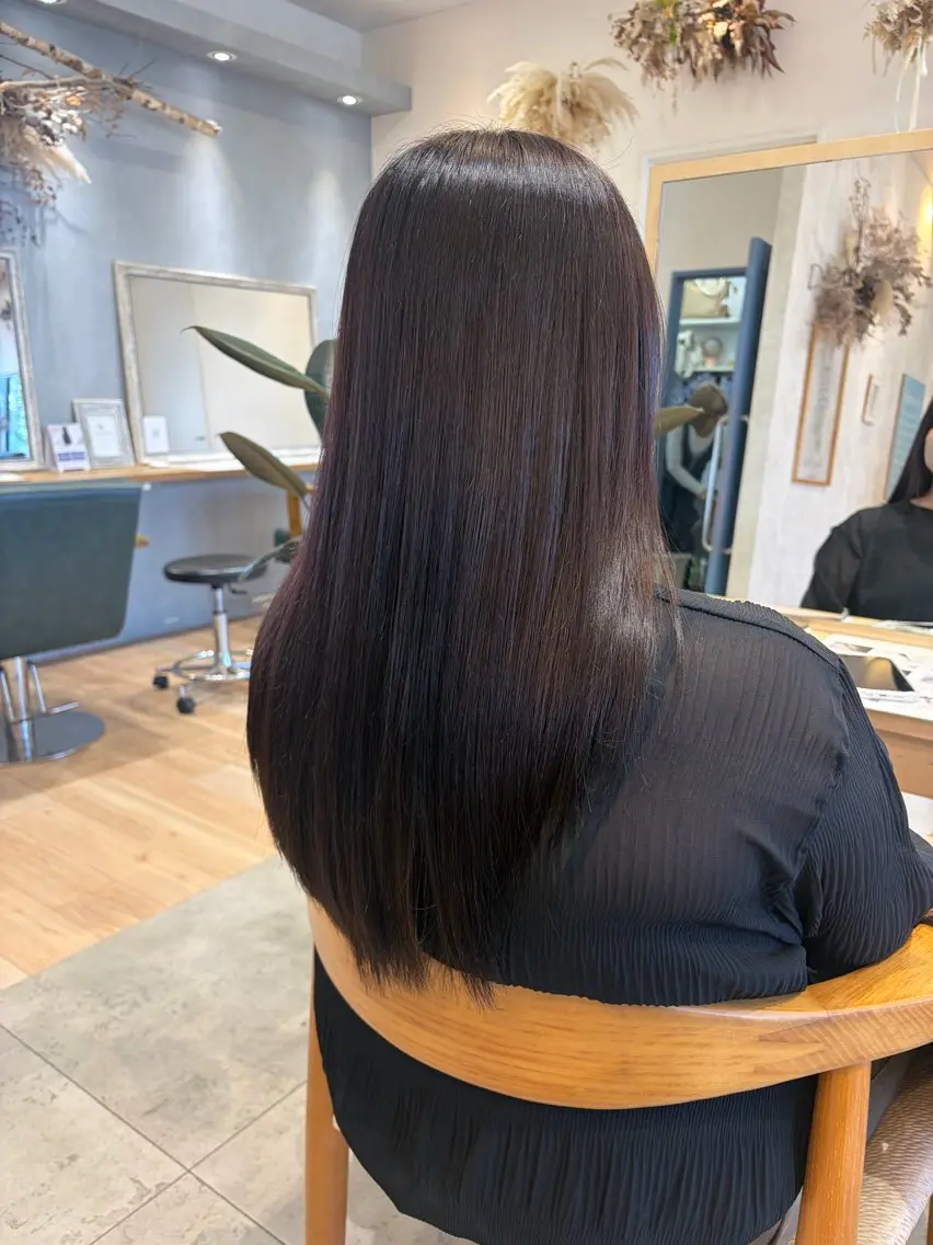ロング カット 縮毛矯正 glad みさきのヘアスタイル