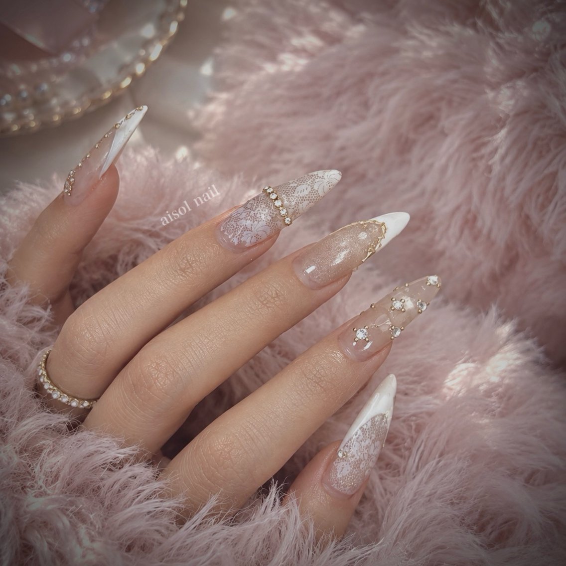 ネイル レース ハンドネイル Aisol nail salonのネイルデザイン