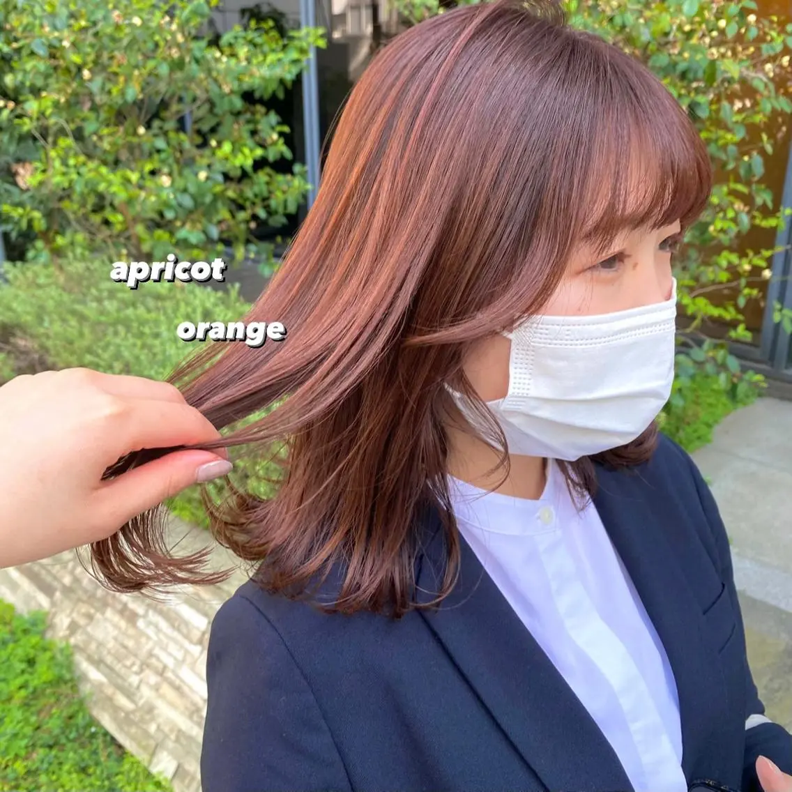 ミディアム カラー パーマ ヘアアレンジ メンズ キッズ ネイル マツエク・マツパ メンズブリーチ ブリーチ ブリーチなしカラー オレンジ カラーマツエク 前川 朋香のヘアスタイル