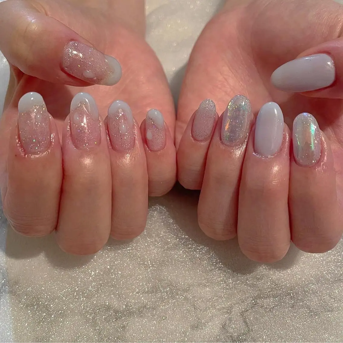 ネイル フラッシュネイル 氷ネイル・うるうるネイル ハンドネイル ハンドケア lylynail YUUKAのネイルデザイン