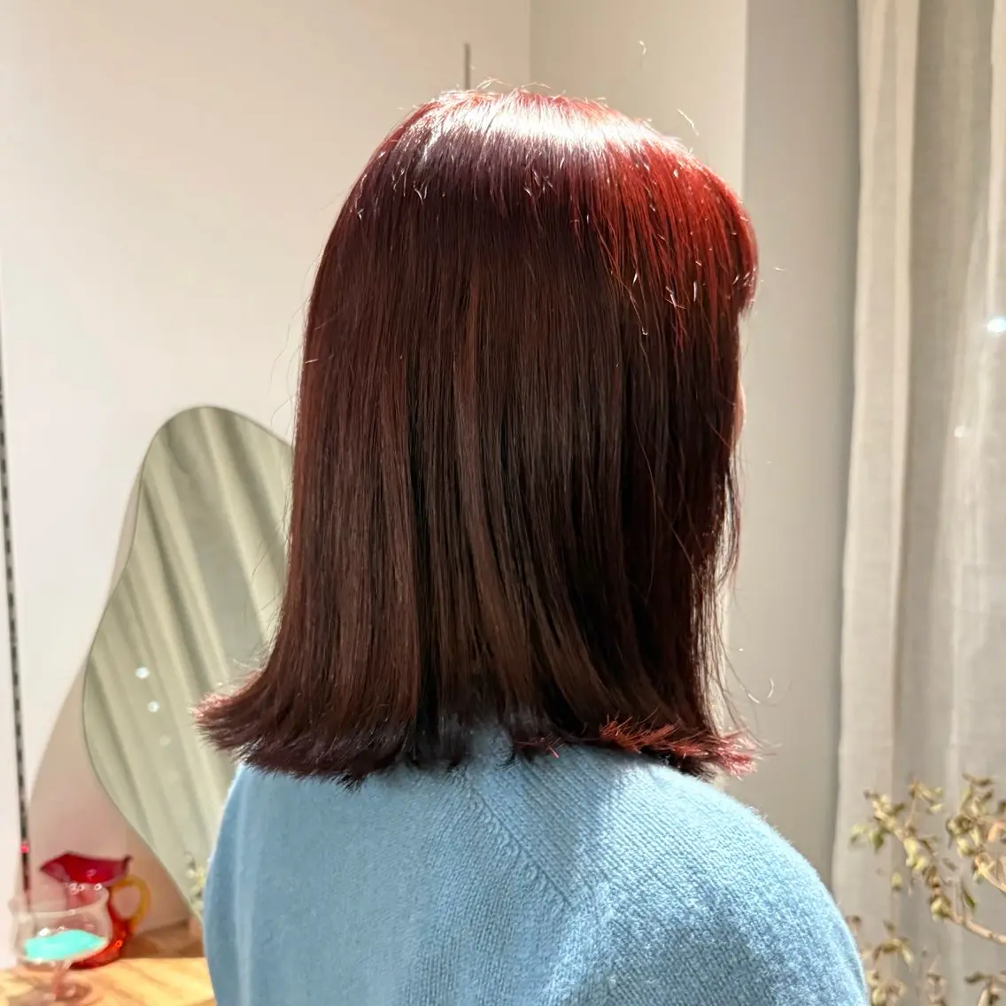 ミディアム カラー ブラウンカラー レッドカラー レッドブラウン カット ヘアカラー cipre シンモン チナリのヘアスタイル