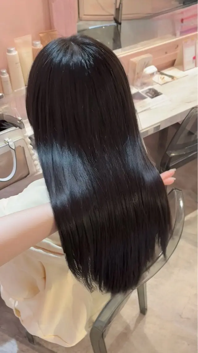 セミロング パーマ 縮毛矯正 縮毛矯正 髪質改善縮毛/透明感 カラー/AIRI🦋のヘアスタイル