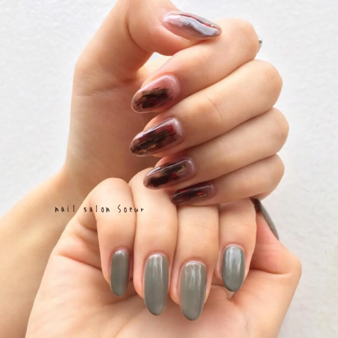 ネイル アートネイル 長さ出し ジェルネイル マットネイル ミラーネイル ハンドネイル nail salon Soeurのネイルデザイン