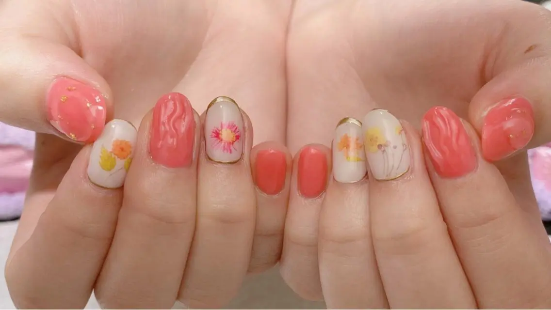 ネイル フラワーネイル ニュアンスネイル ハンドネイル ハンドケア u sのネイルデザイン