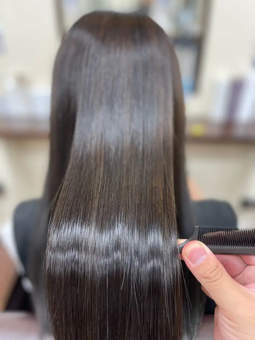 ミディアム 縮毛矯正 カット 縮毛矯正 トリートメント 田中 就のヘアスタイル