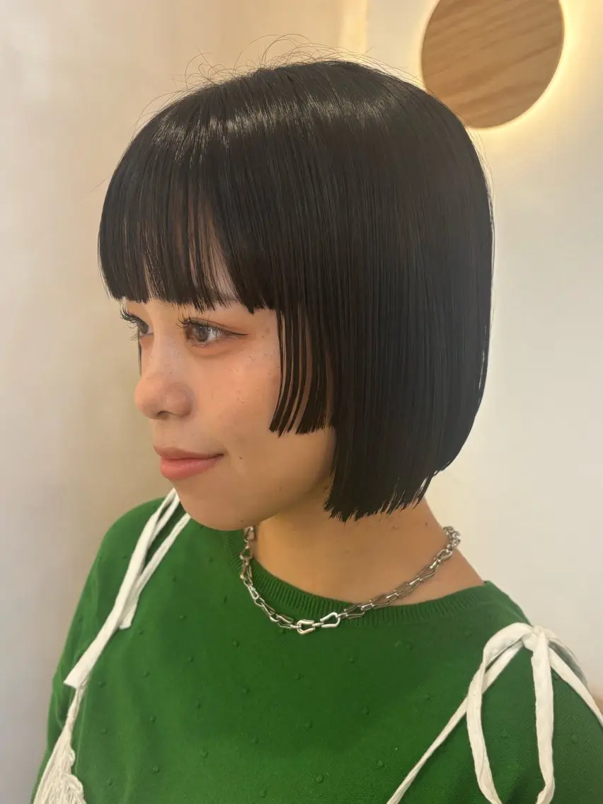 ミディアム ボブ 姫カット カット シンバヒナノ/パーマ レイヤー/髪質改善のヘアスタイル