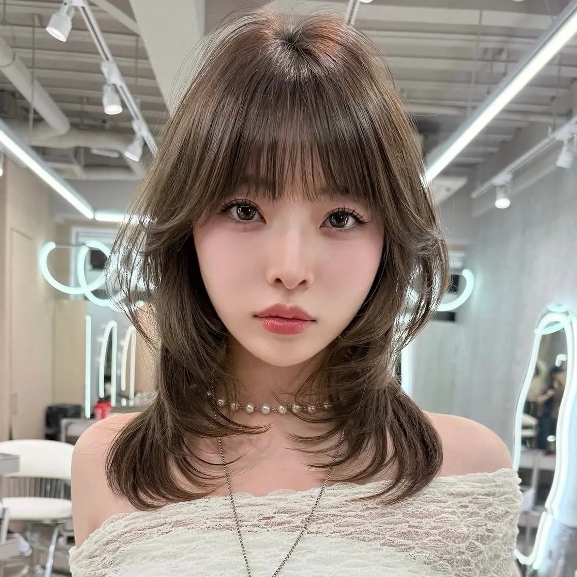 ミディアム カラー ボブ 髪質改善 韓国風ヘア レイヤーカット 縮毛矯正 カット ヘアカラー トリートメント ミディアム/ボブ/ レイヤー/大和田拓夢のヘアスタイル