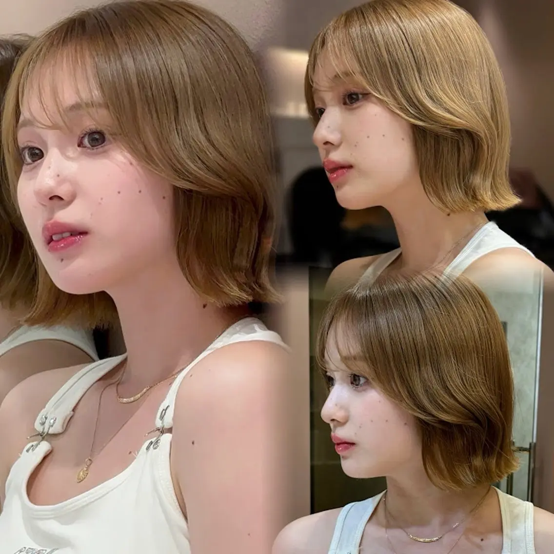 ミディアム カット ヘアカラー トリートメント レイヤー/縮毛矯正/ 顔まわり/韓国/社のヘアスタイル