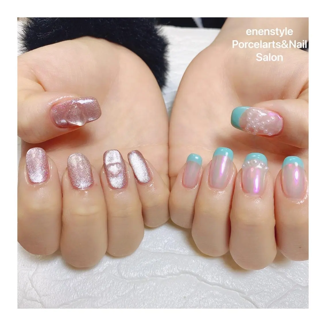 ミディアム ネイル ハンドネイル 🐾enen style 🐾のネイルデザイン