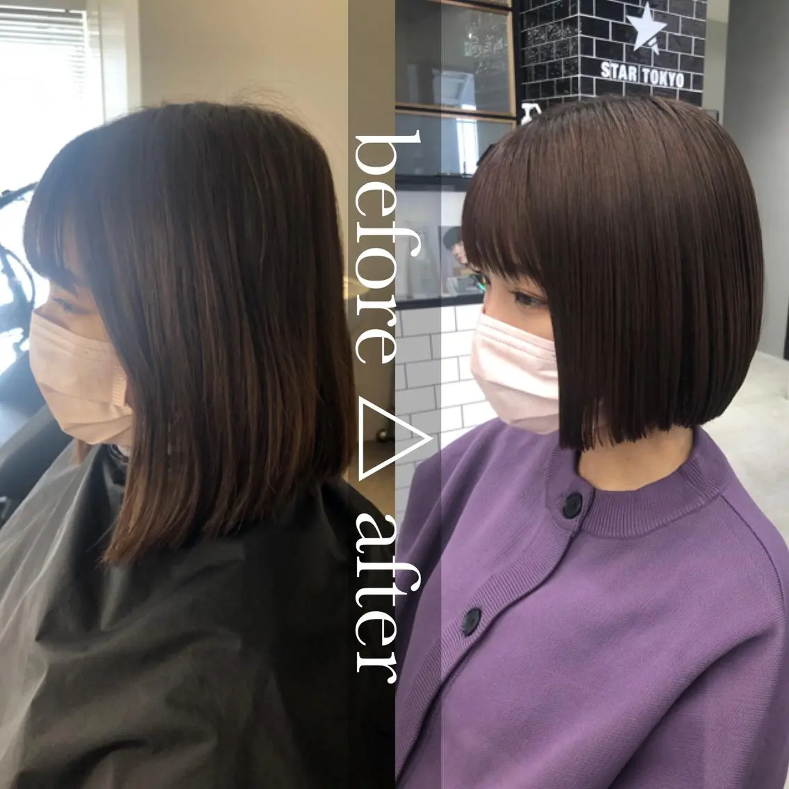 ショート ボブ カット 🌼渋谷韓国レイヤー 桑尾幸奈🌼のヘアスタイル