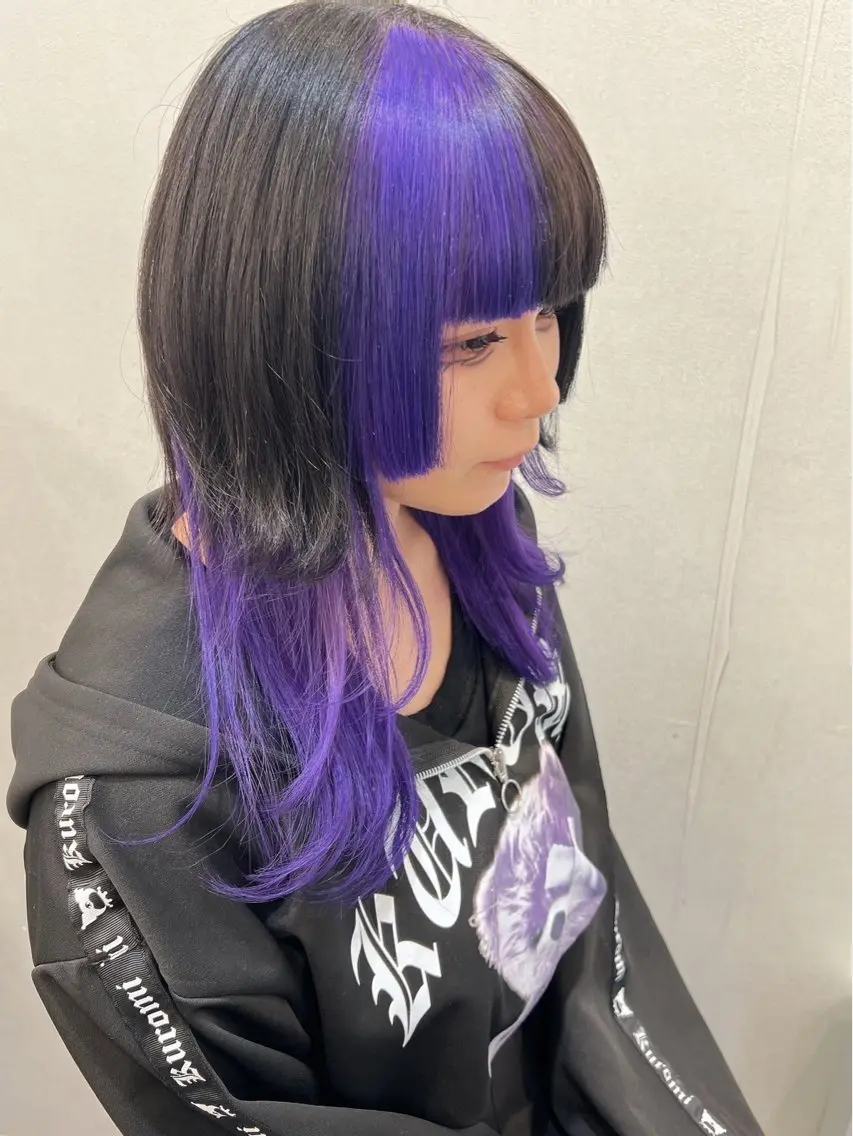 セミロング カラー ブリーチ デザインカラー レイヤーカット ウルフカット マツモト カラー/ショートボブのヘアスタイル