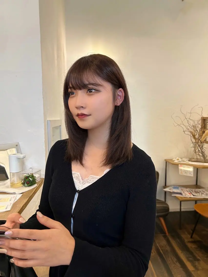 ミディアム カラー ブラウンカラー 水谷 優華のヘアスタイル