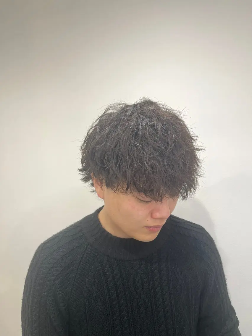 ミディアム パーマ メンズ カット パーマ 【メンズ特化】金沢 /片町　髙木　功基のヘアスタイル