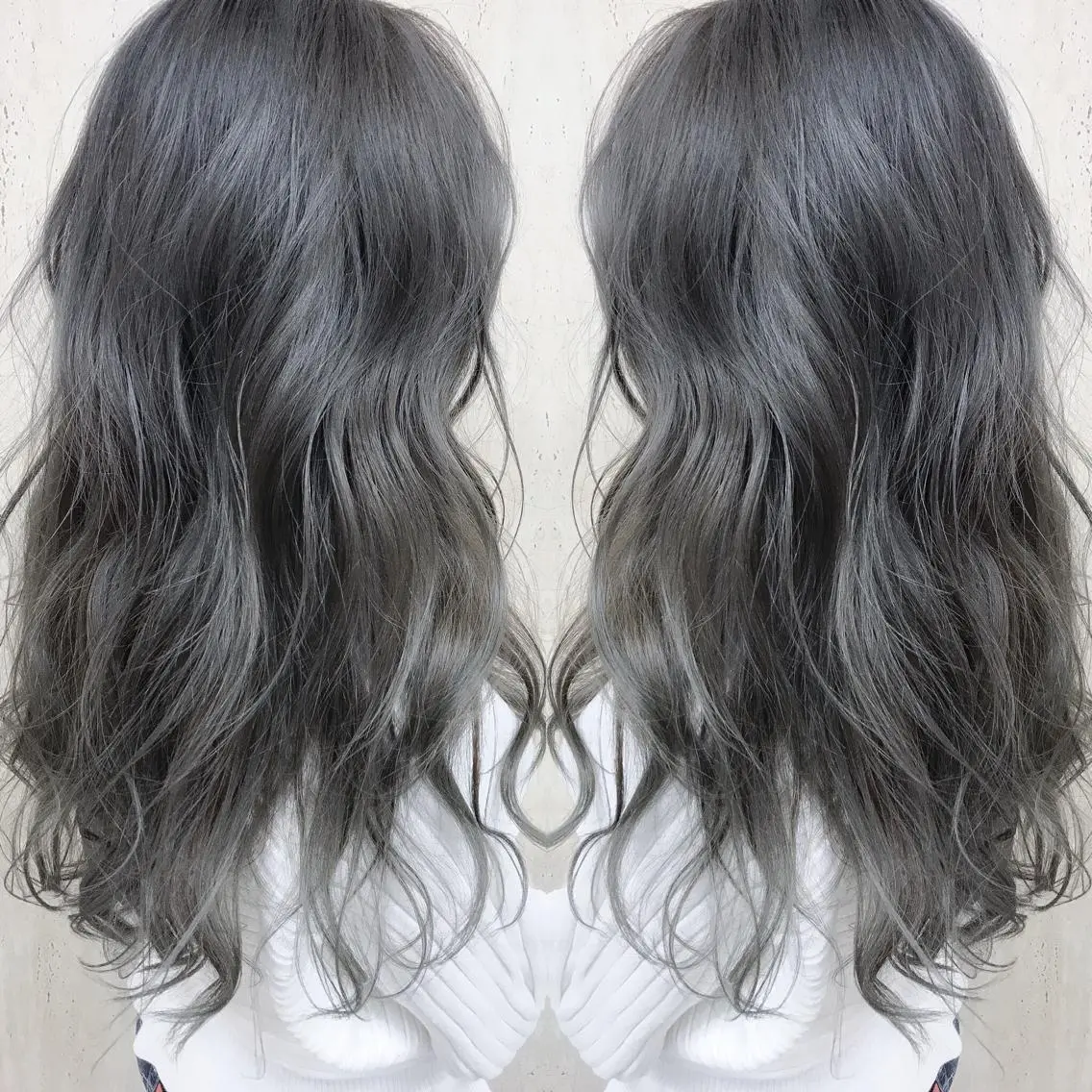 ロング カラー ブリーチ ブルーカラー シルバー ヘアカラー BOX mico.のヘアスタイル