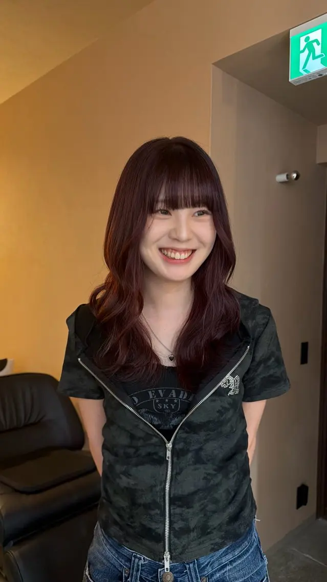カラー レッドカラー ヘアカラー YOKE 桃山台 SAKI♩ ܸのヘアスタイル