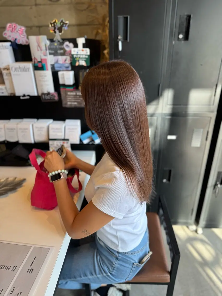 セミロング アッシュ カット ヘアカラー トリートメント 🐥Homie/ yuna🐥のヘアスタイル