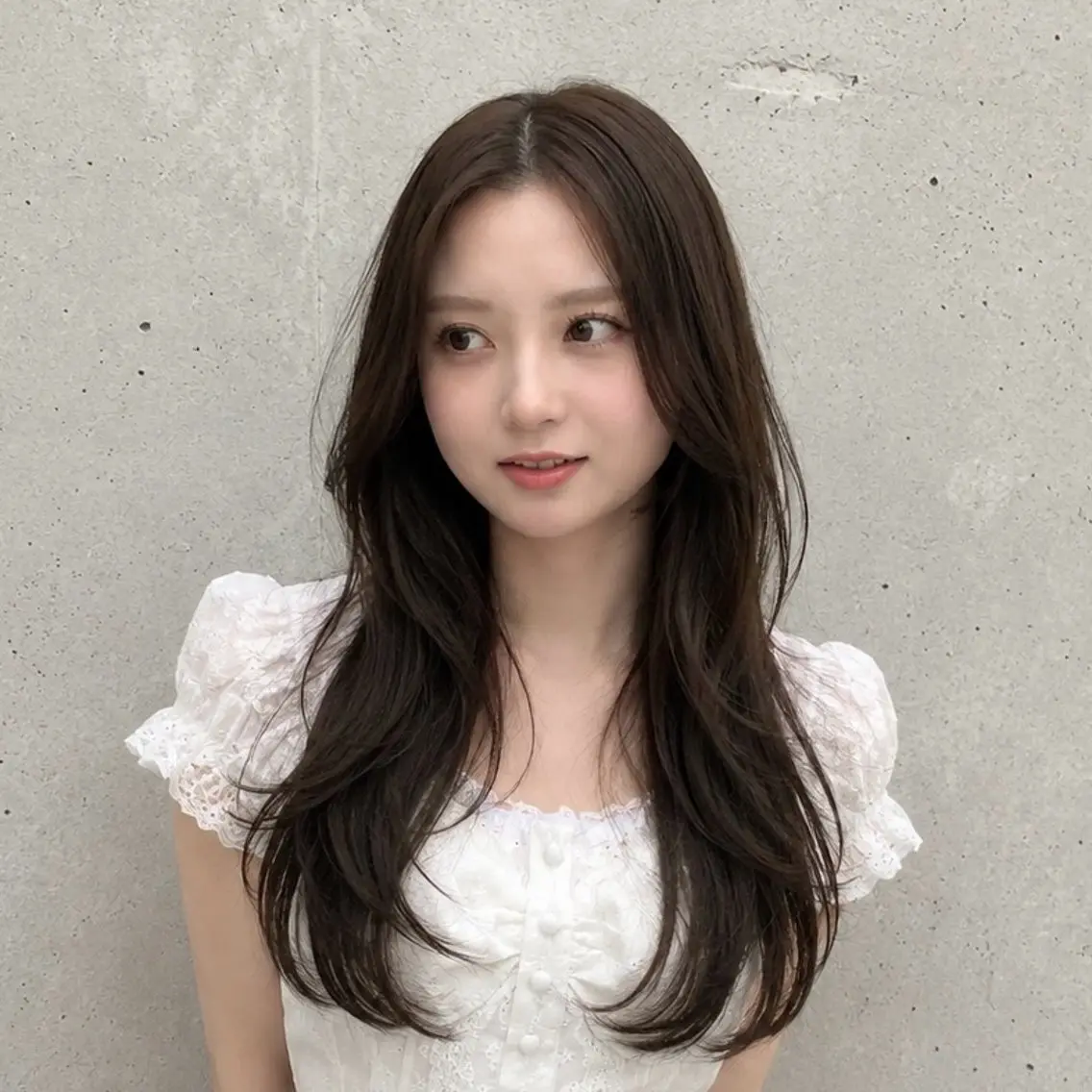セミロング カラー ブラウンカラー 透明感カラー ダークブラウン 顔まわりレイヤー 韓国風ヘア カット ヘアカラー トリートメント 盛れる顔まわりカット 髪質改善/渋谷/れんのヘアスタイル