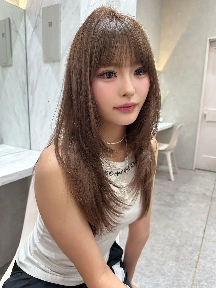 ロング 韓国風ヘア レイヤーカット あ い か 🎀 レイヤーカットのヘアスタイル