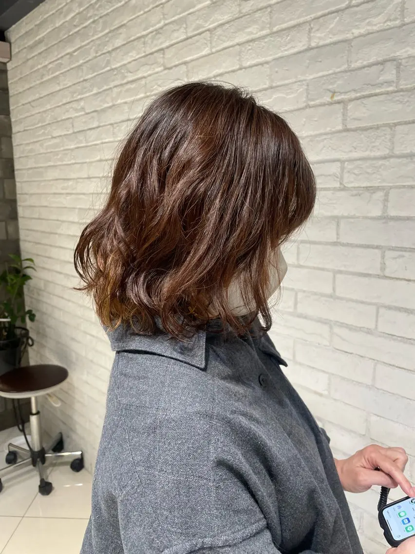 ミディアム パーマ ミディアムパーマ トリートメント 小野寺 もものヘアスタイル