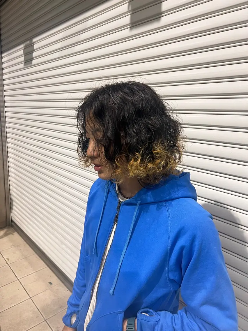 カラー パーマ メンズ メンズブリーチ ブリーチ 抜きっぱなしブロンド カット 山下/高田馬場 /美髪/透明感カラーのヘアスタイル