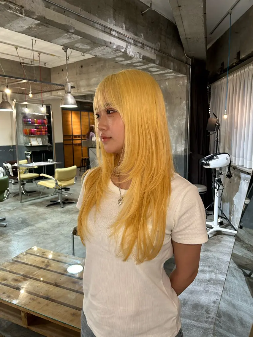 ロング カラー ブリーチ 抜きっぱなしブロンド ブロンド レイヤーカット カット 海外レイヤー /NAGISAのヘアスタイル