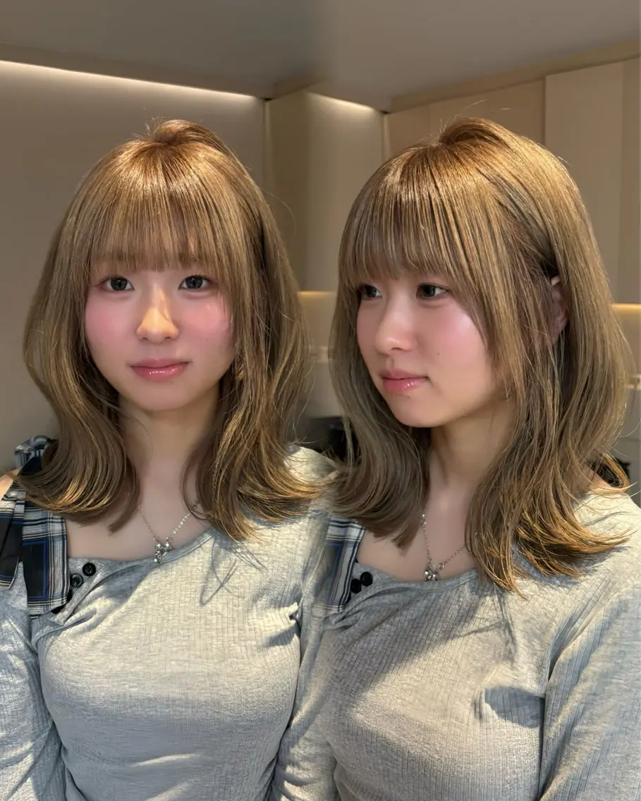 ミディアム カラー ヘアカラー トリートメント ヘッドスパ ヘアセット 似合わせボブ✨️ RIEのヘアスタイル