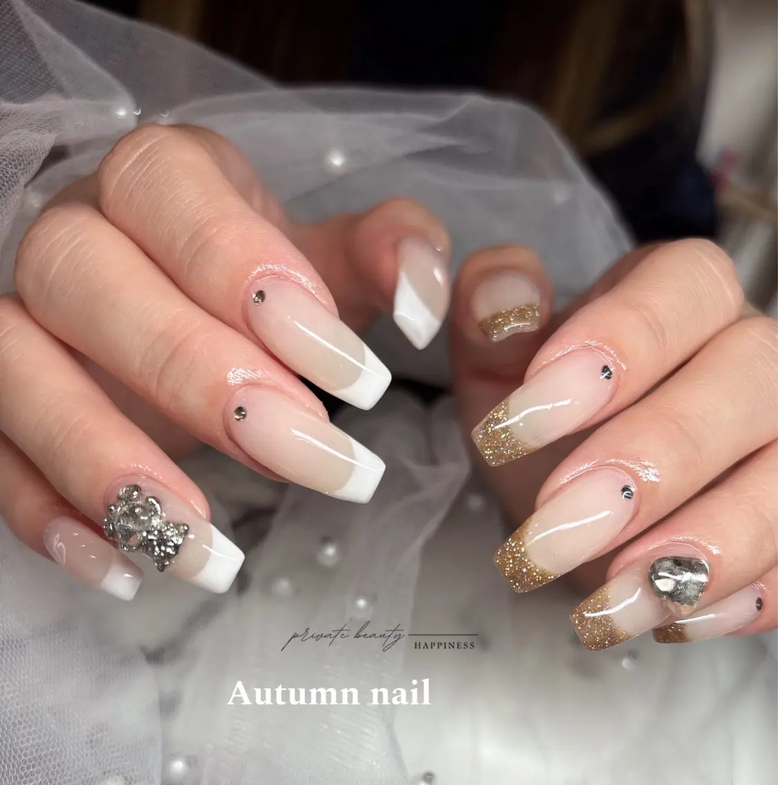 ネイル フレンチネイル ロングネイル ピンク スカルプネイル happiness nailのネイルデザイン