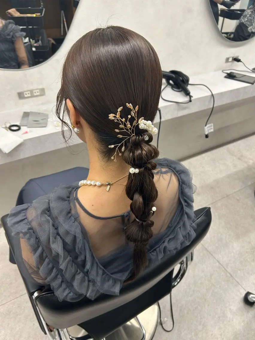 ロング ヘアアレンジ ヘアセット 🎀HARU/ボブ/ セット/赤み消し🫧のヘアスタイル