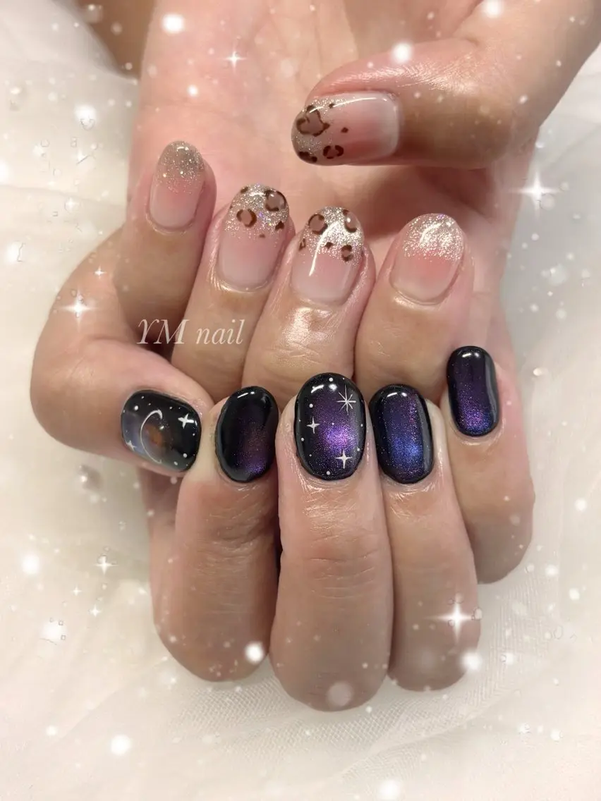 ネイル アニマル柄 チークネイル マグネットネイル ハンドネイル YM nailのネイルデザイン