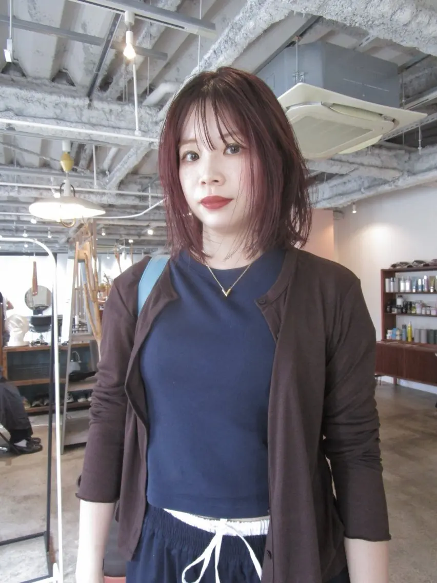 ミディアム カラー レッドカラー カット ヘアカラー yu maのヘアスタイル