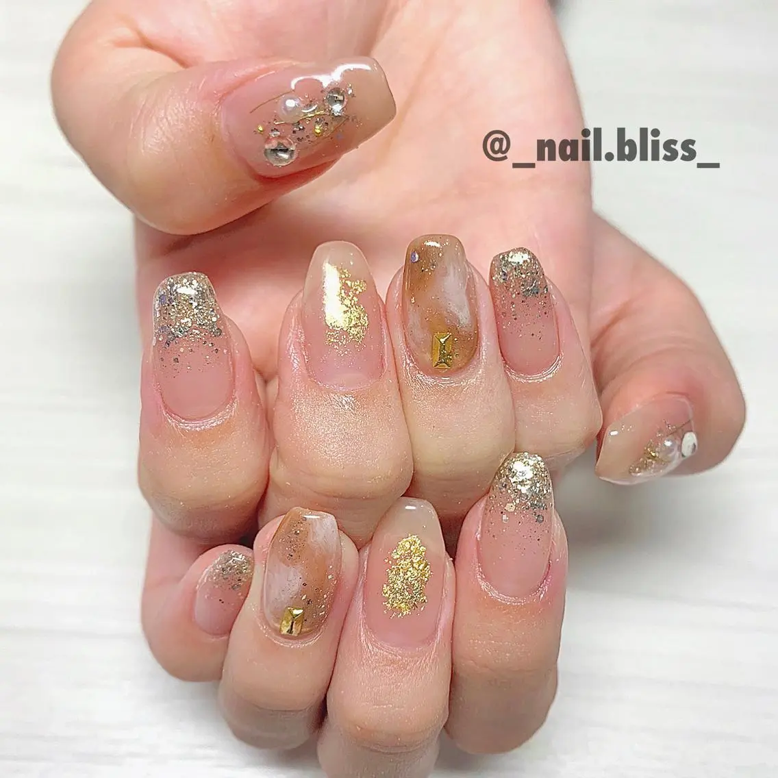 ネイル ブラウン ハンドネイル NAIL BLISSのネイルデザイン