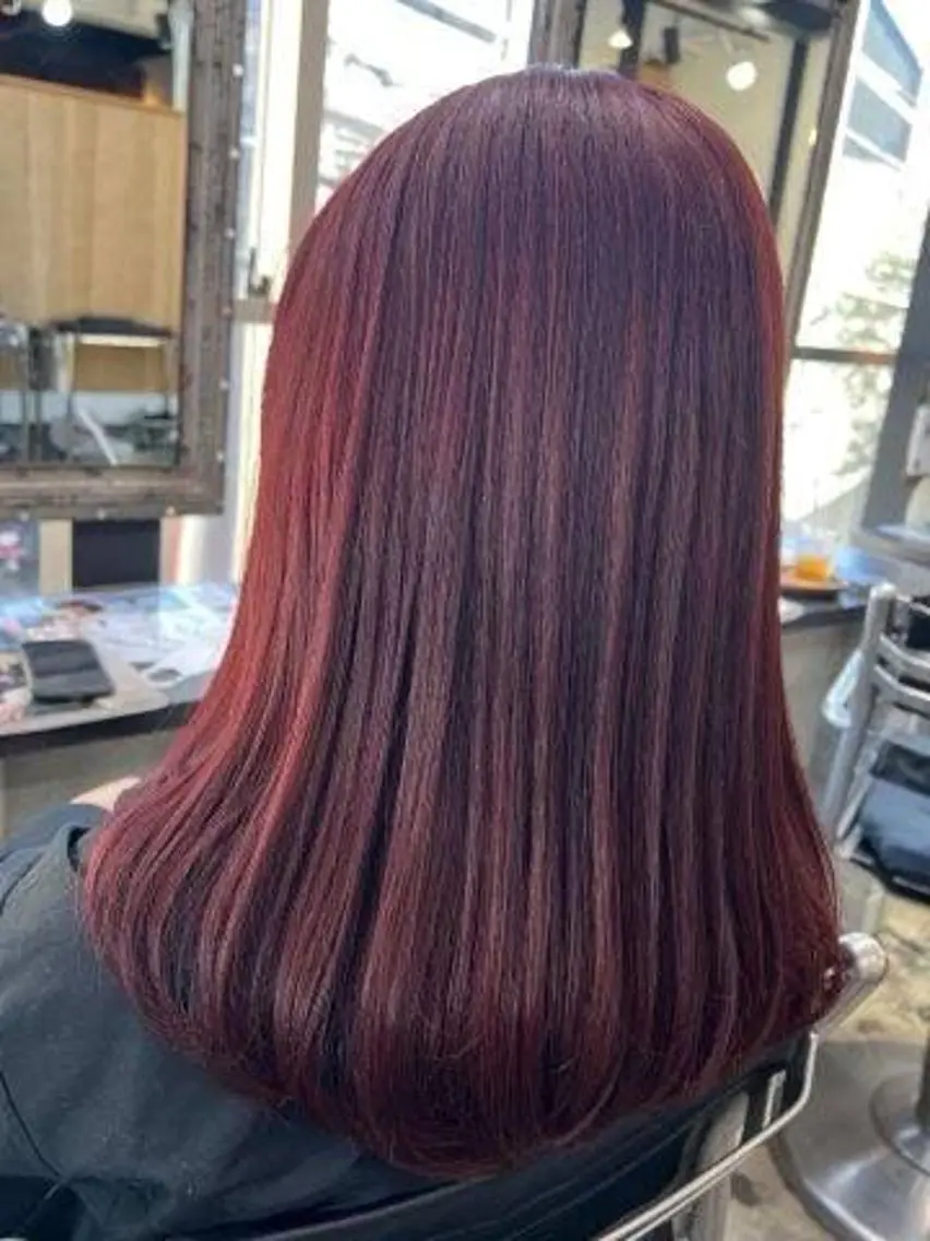カラー ブリーチ ブラウンカラー ブリーチなしカラー レッドカラー カット🔥パーマ特化 fifthりょう🔥のヘアスタイル